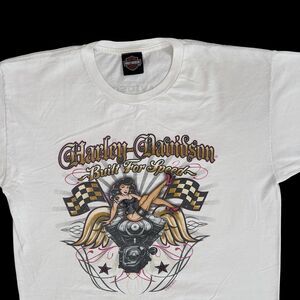 Harley Davidsons Mens L Short Sleeve T Shirt Chopper Pinup Girl Oklahoma City